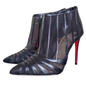 Christian Louboutin Baleine 100 Mesh Leather Ankle Booties Black 36